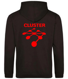 Cluster Records - Hooded Top - Black - Red Print - S > 7XL